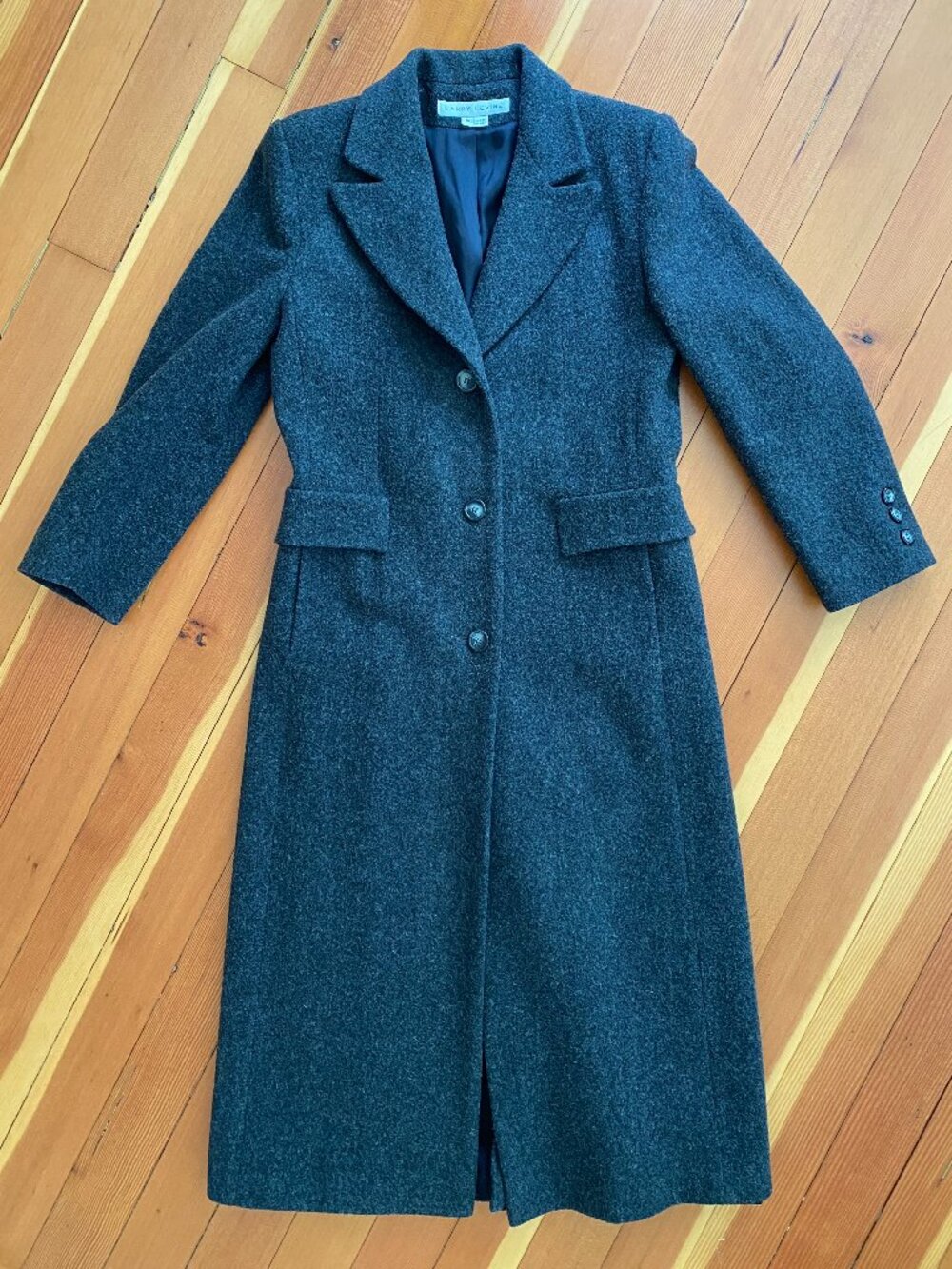 Vintage 90s Larry Levine 100% Wool Coat - Gray - Size 4 / Small